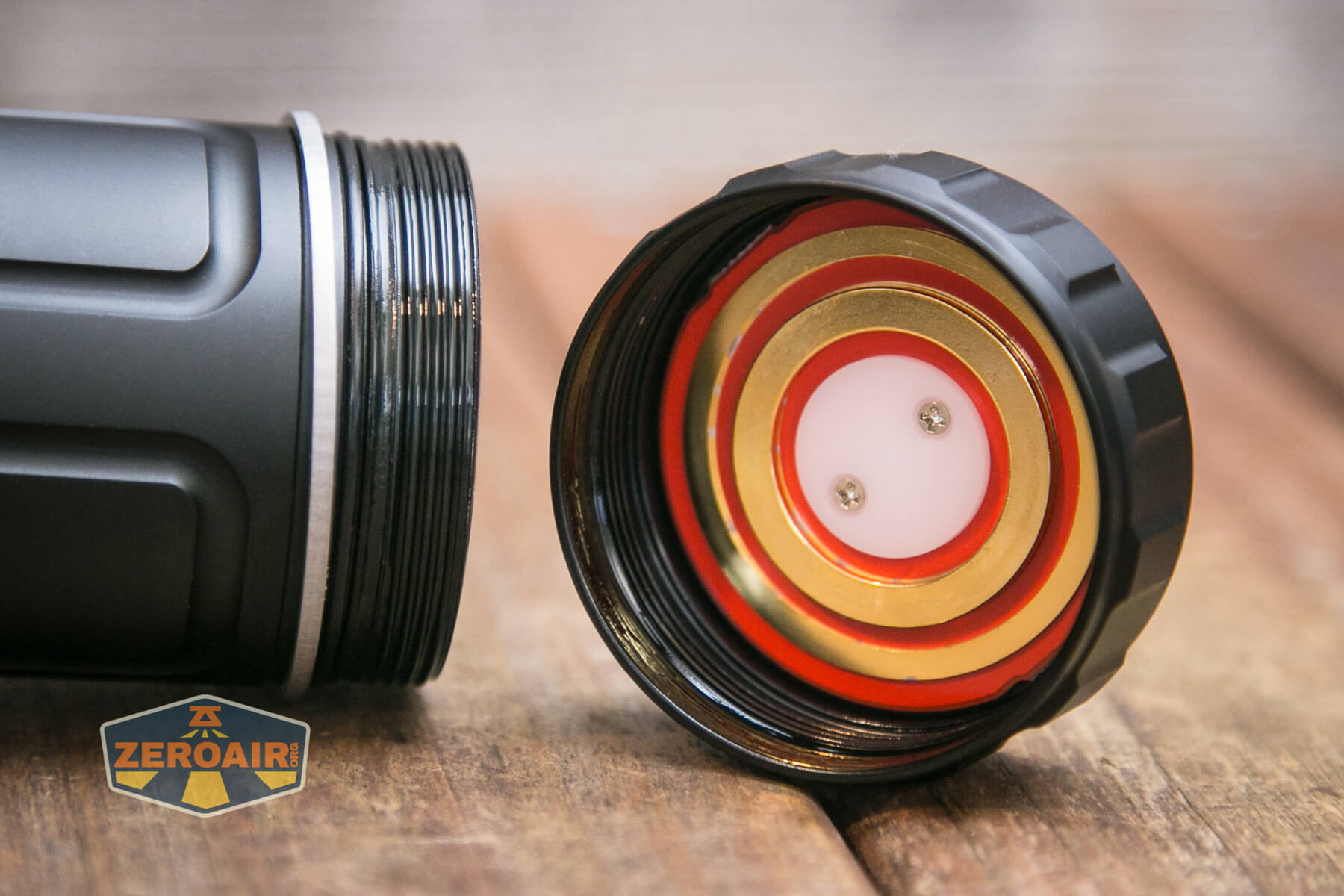 Lumintop Thor Pro LEP and LED flashlight tailcap off