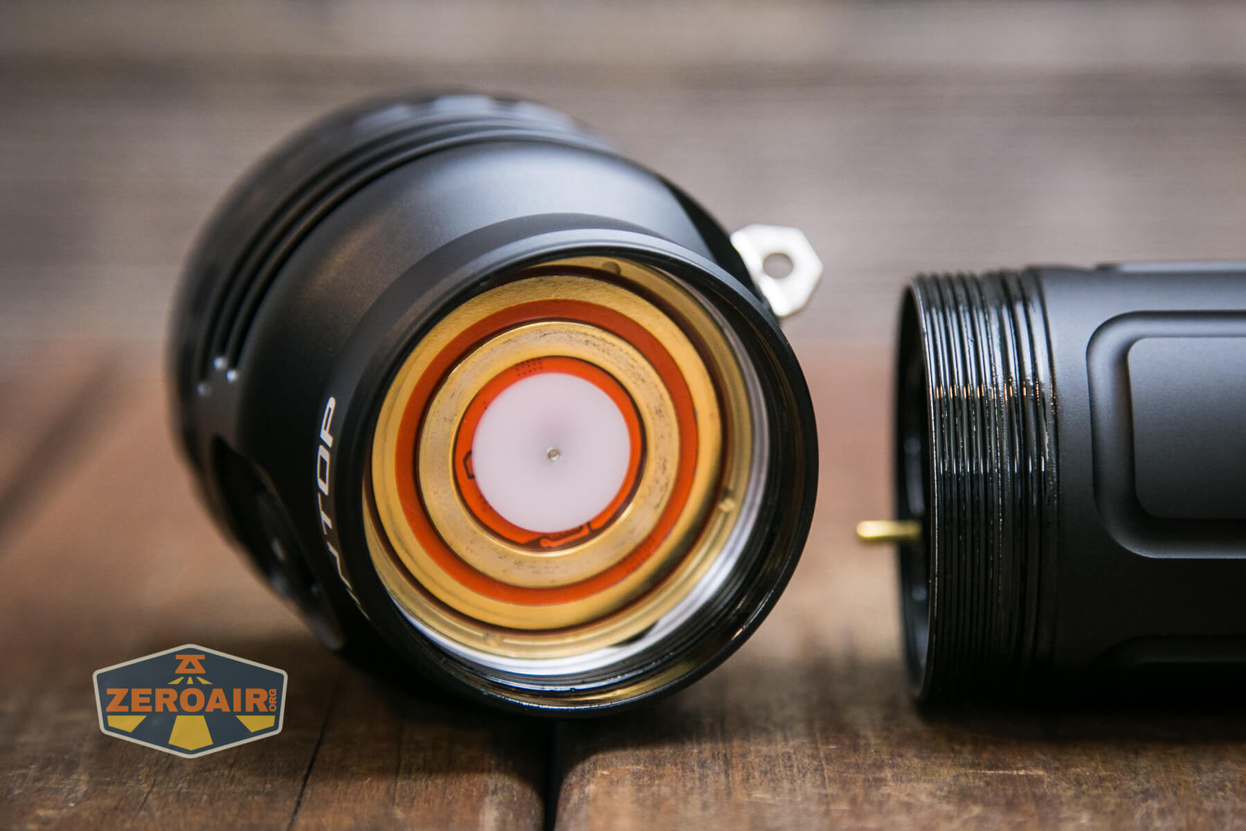 Lumintop Thor Pro LEP and LED flashlight head contacts