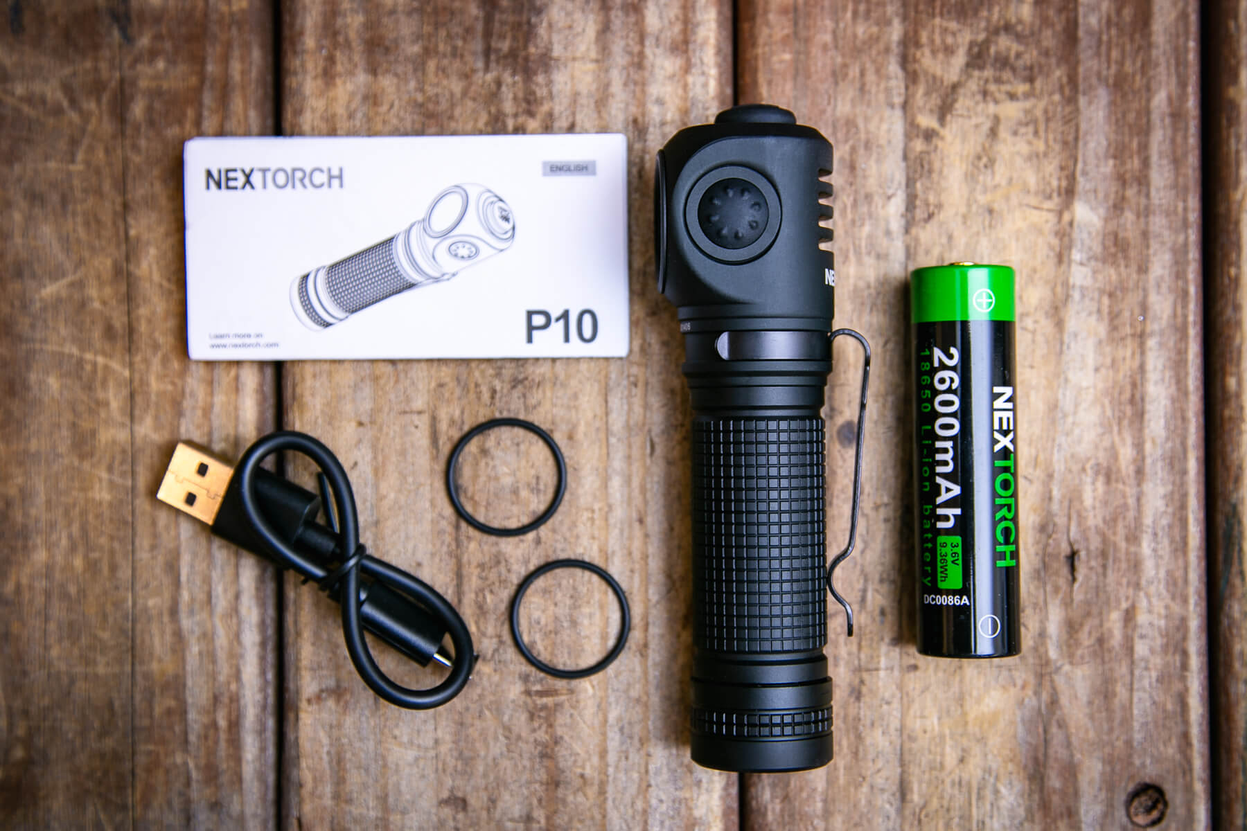 Nextorch P10 Right Angle Flashlight what's included