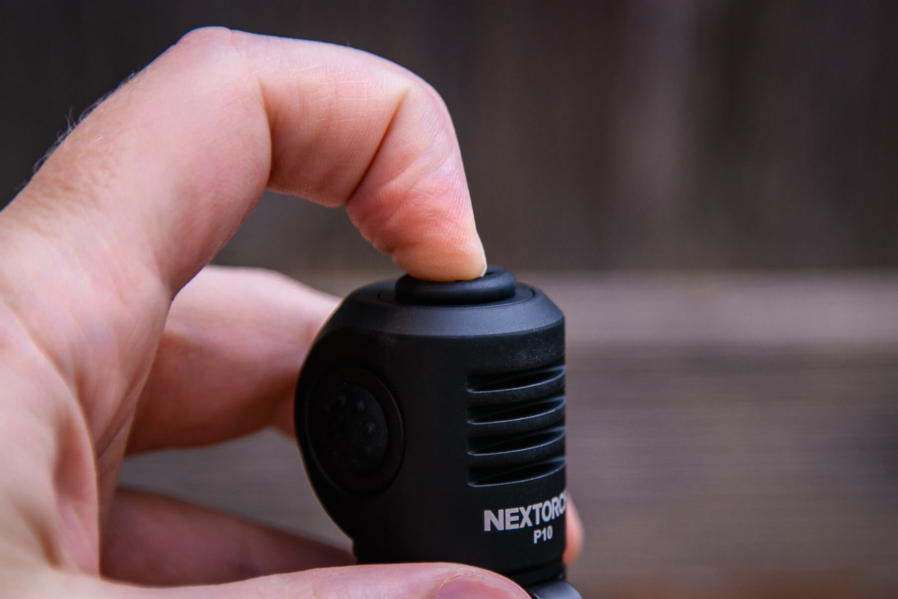 Nextorch P10 right angle flashlight head switch actuation