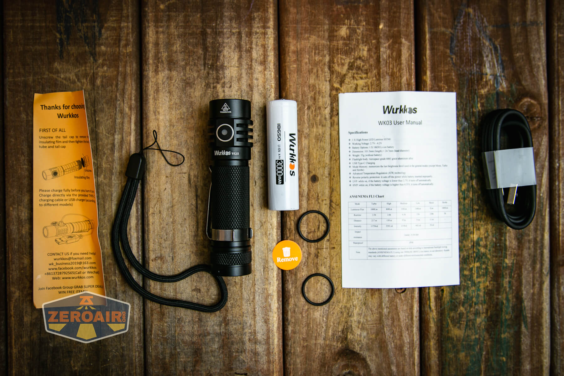 Wurkkos WK03 flashlight what's included