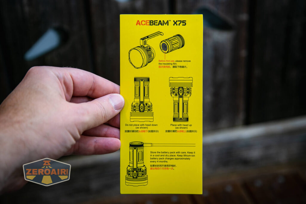 Acebeam X75 brightest powerbank flashlight warning