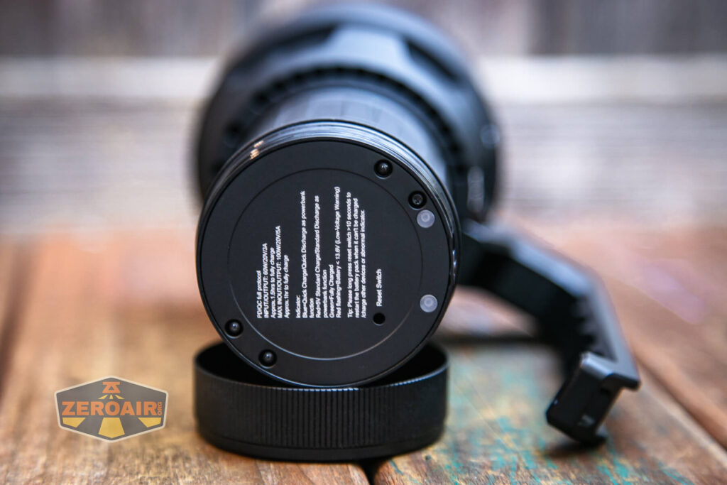 Acebeam X75 brightest powerbank flashlight inside of tailcap area