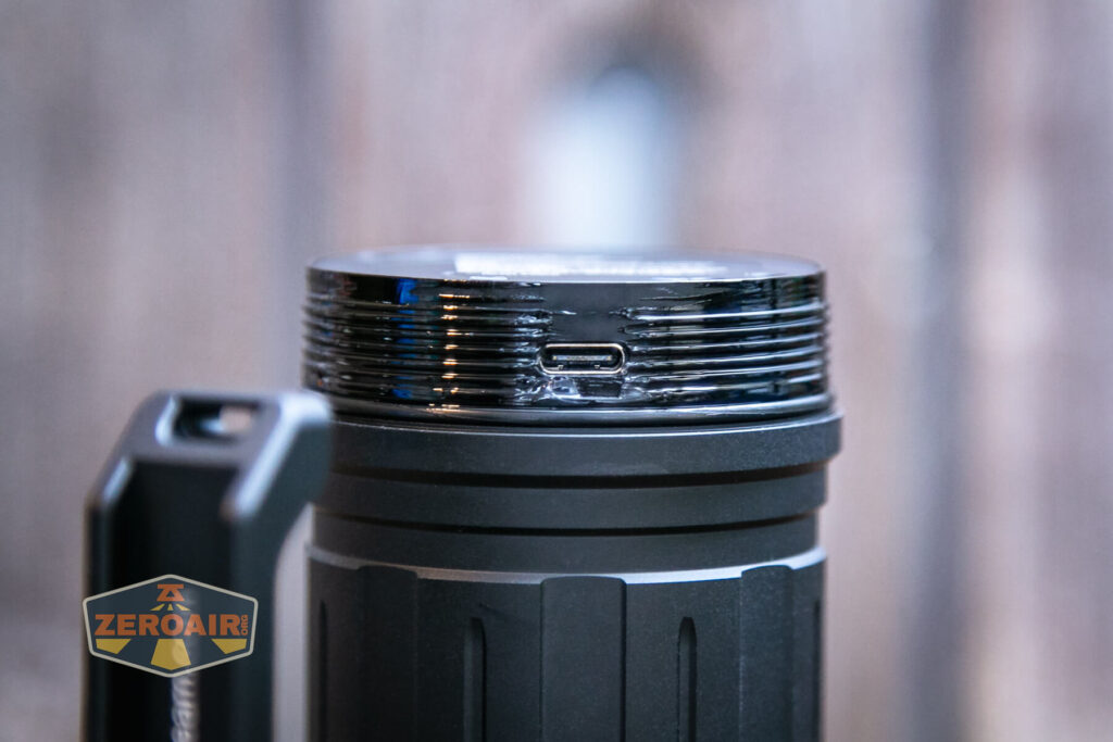 Acebeam X75 brightest powerbank flashlight charging port