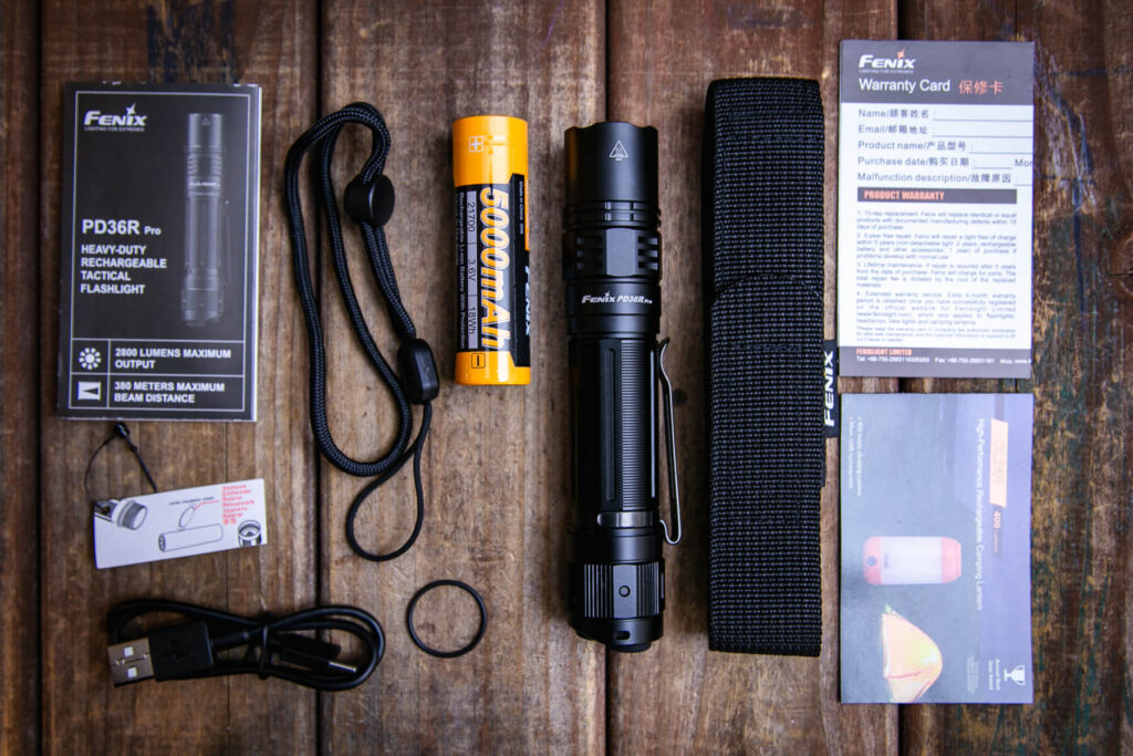 Fenix PD36R Pro rechargeable flashlight what's included