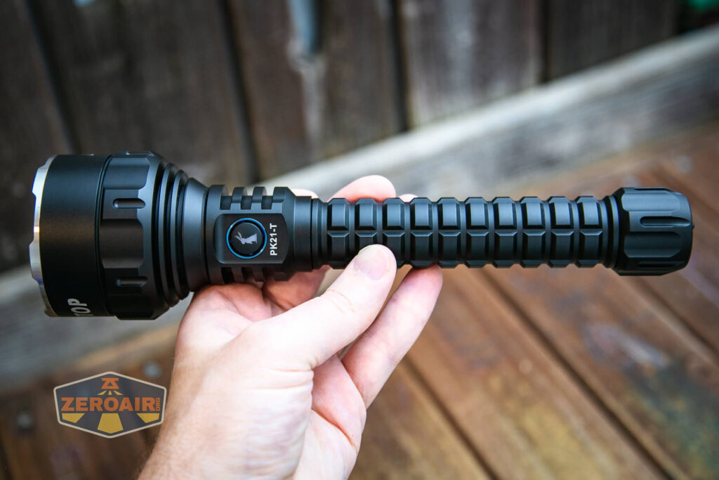 Lumintop PK21-T flashlight in hand