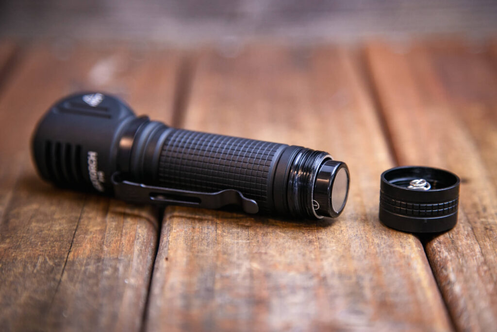 Nextorch P10 right angle flashlight with 18650 installed