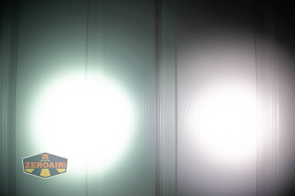 beamshots on door compared to nichia 219b