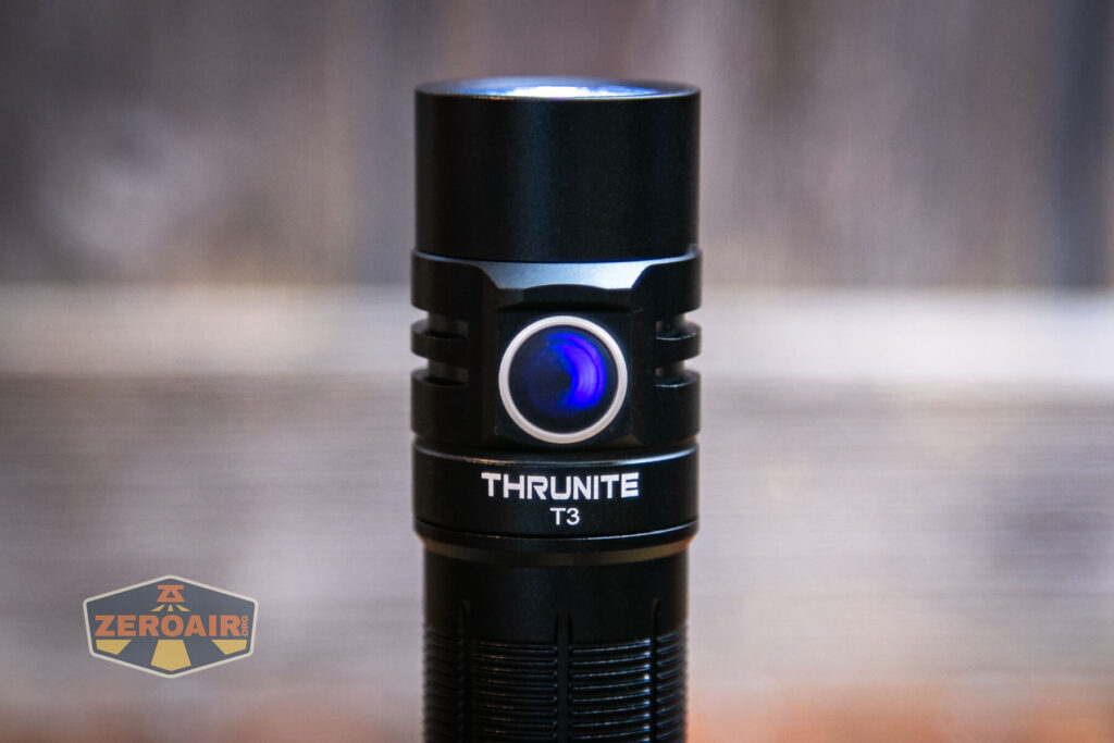 Thrunite T3 thrower flashlight e-switch indicating blue