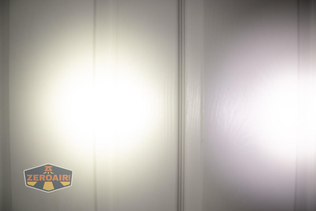 beamshots on door compared to nichia 219b