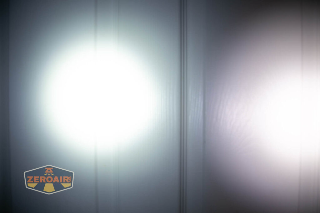beamshots on door compared to nichia 219b