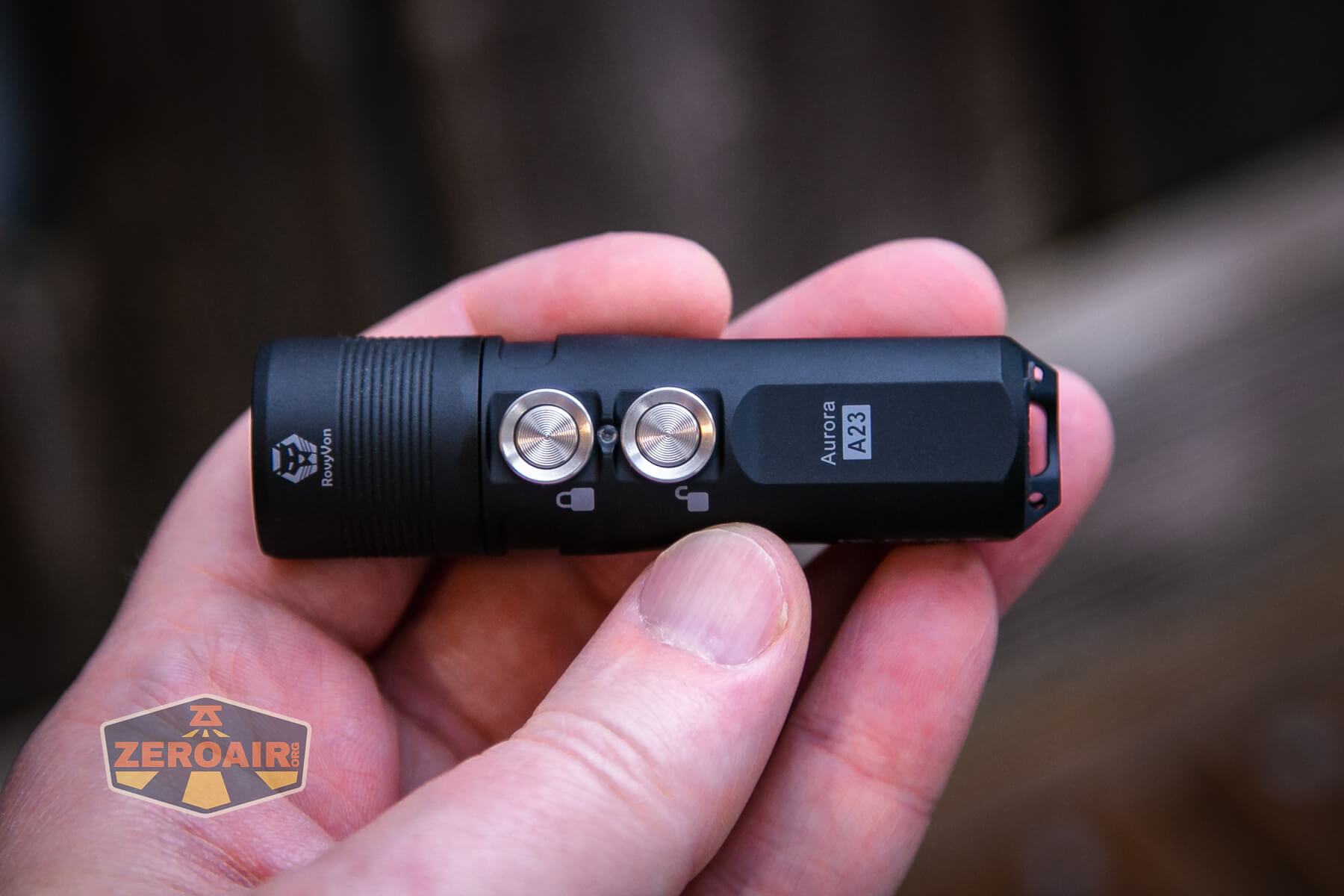 RovyVon Aurora A23 Gen 2 flashlight in hand