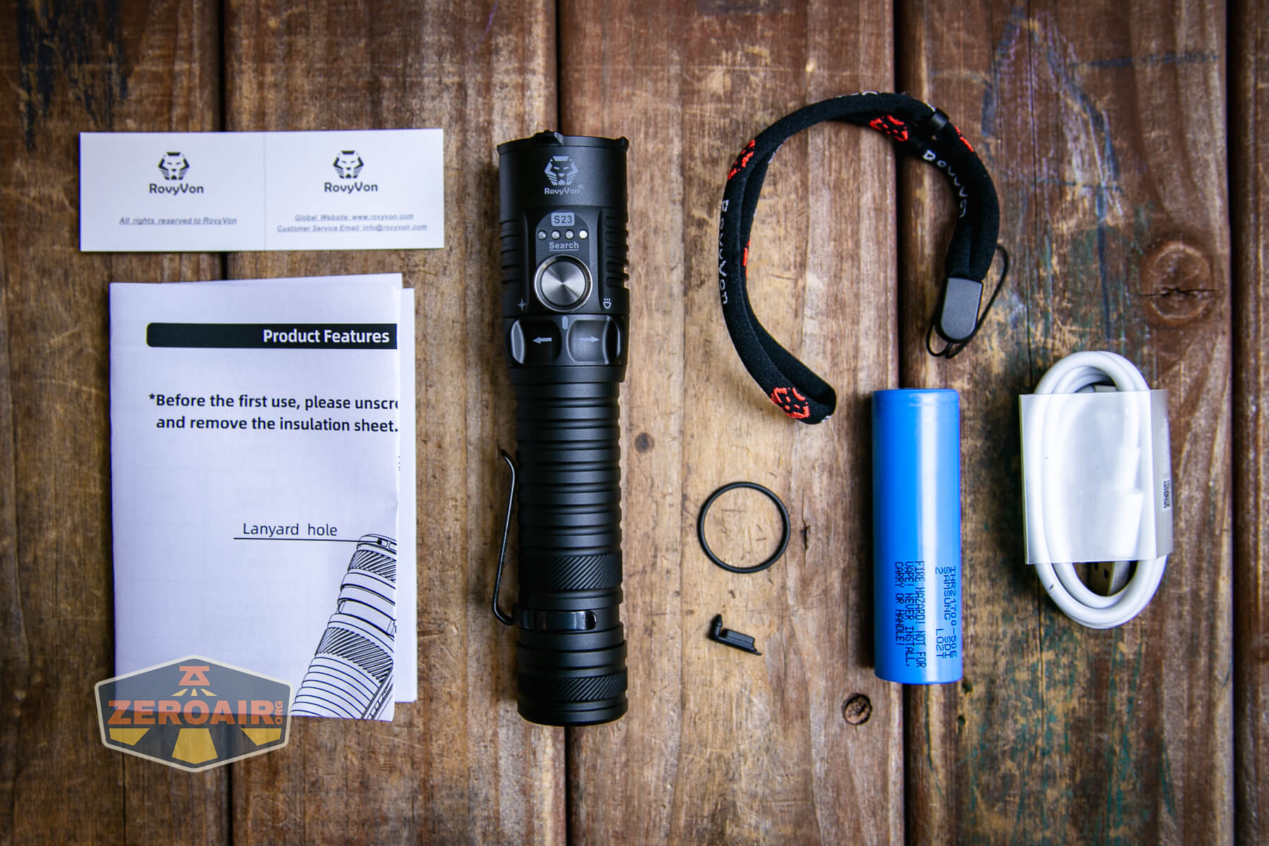 RovyVon Search S23 flashlight what's included