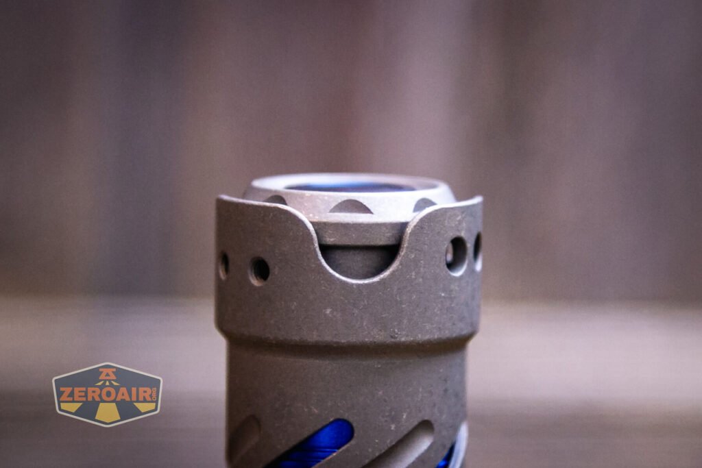 Acebeam E70 Mini Titanium flashlight tailcap detail