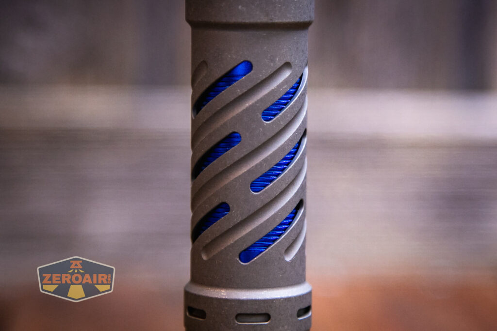 Acebeam E70 Mini Titanium flashlight body grooves