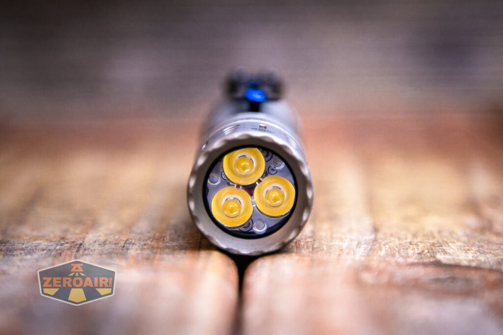 Acebeam E70 Mini Titanium flashlight emitters 