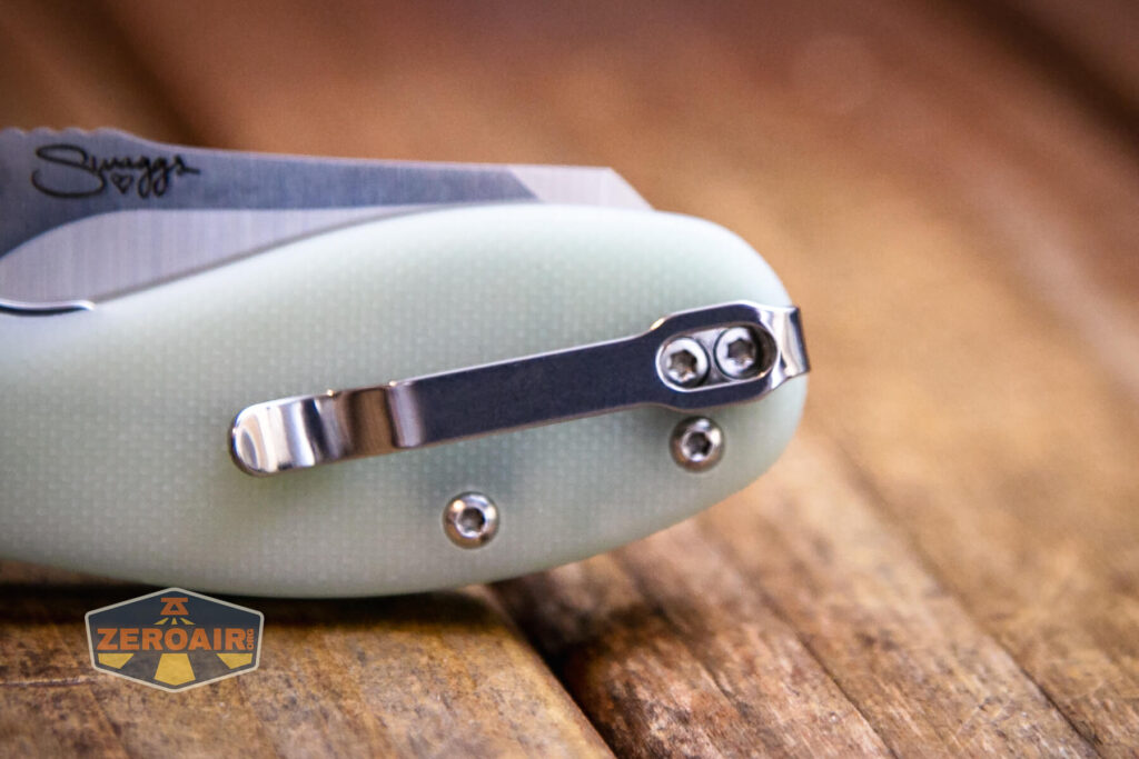 CJRB Maileah J1918 knife pocket clip detail