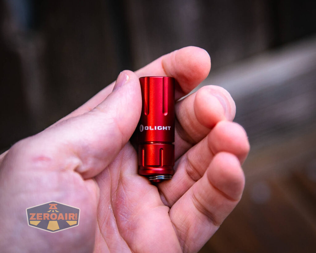 Olight iThx Keychain flashlight in hand
