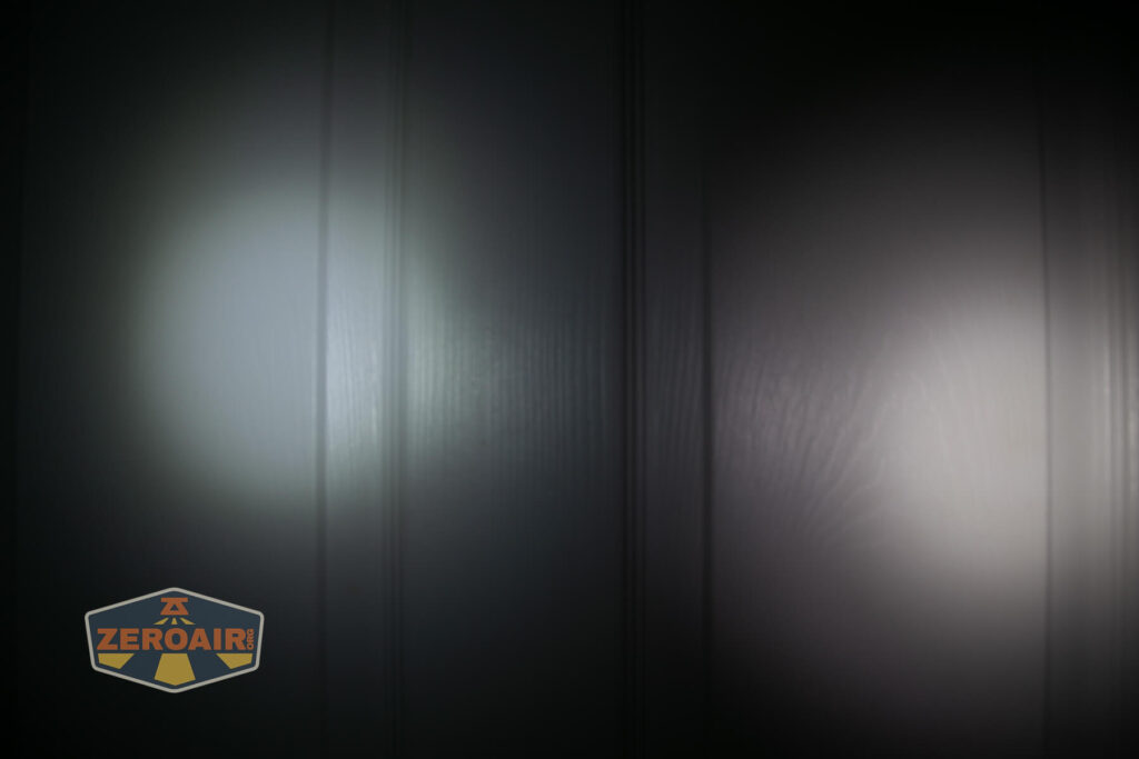 beamshots on door compared to nichia 219b