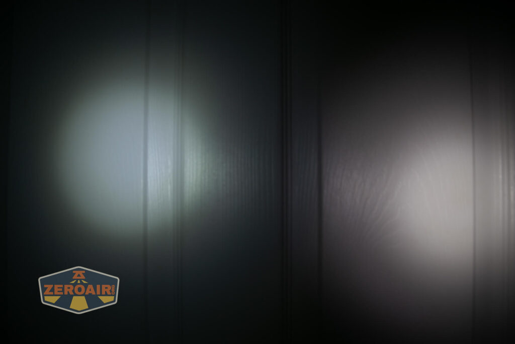 beamshots on door compared to nichia 219b