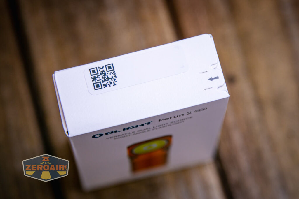 Olight Perun 2 Mini Headlamp box tear open strip