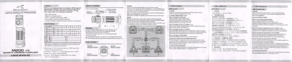 Skilhunt M200 V3 flashlight manual