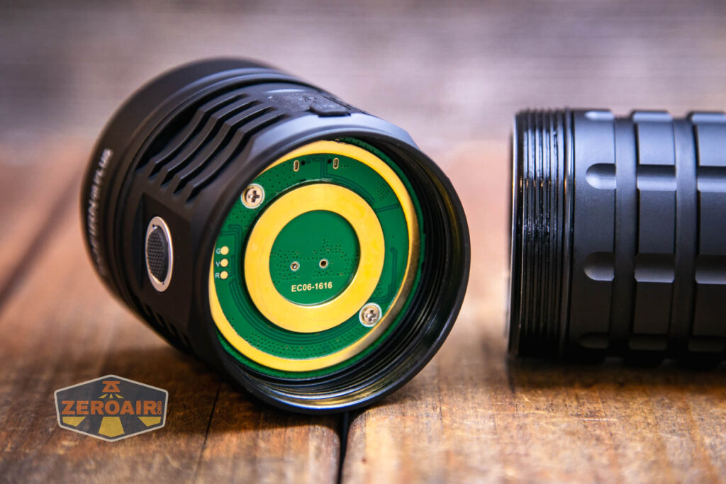 Sofirn Q8 Plus flashlight head contacts