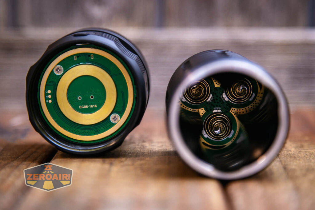 Sofirn Q8 Plus flashlight inside cell tube