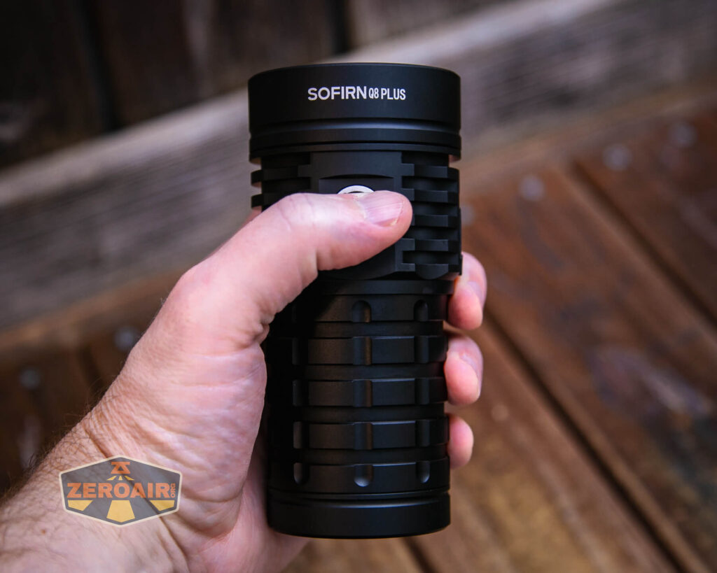 Sofirn Q8 Plus flashlight in hand