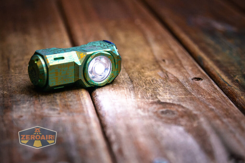 Wuben X-0 Knight titanium flashlight emitter on