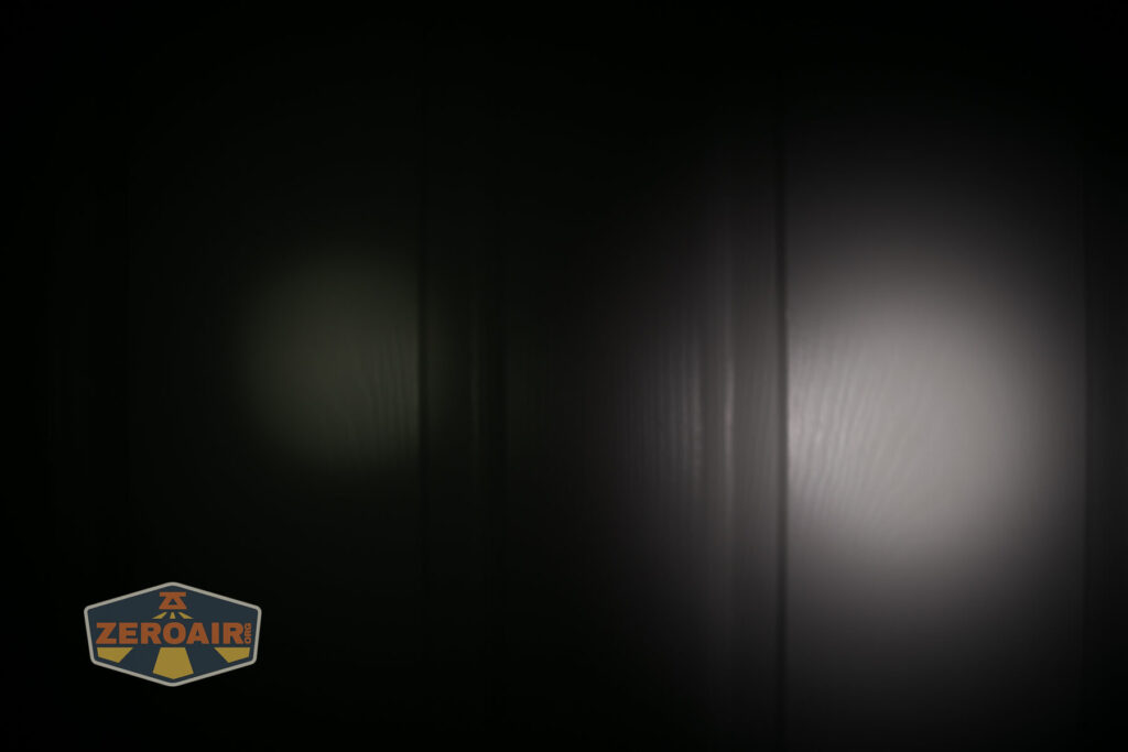 beamshots on door compared to nichia 219b