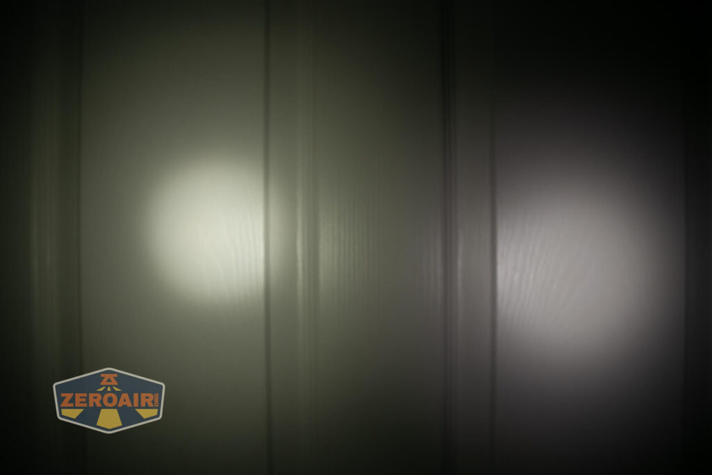 beamshots on door compared to nichia 219b