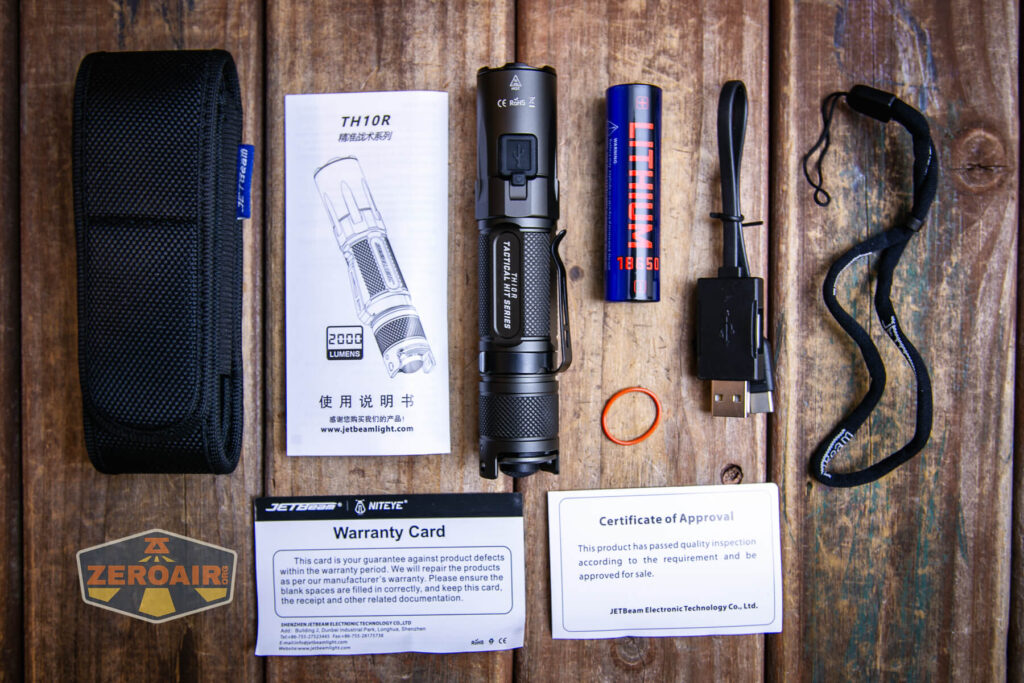 JETBeam TH10R Tactical flashlight what's included