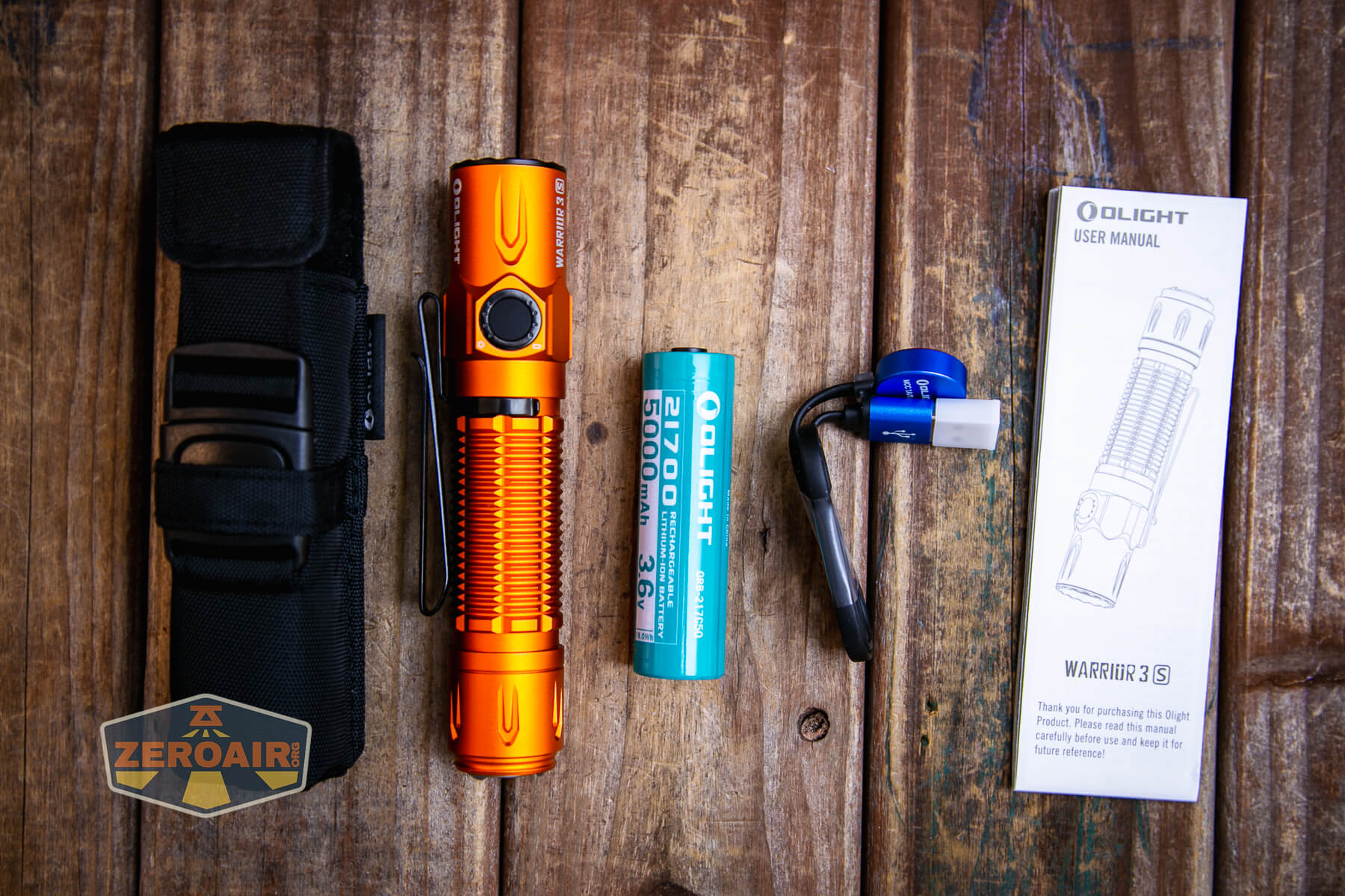 Olight Warrior 3S Orange flashlight what's included