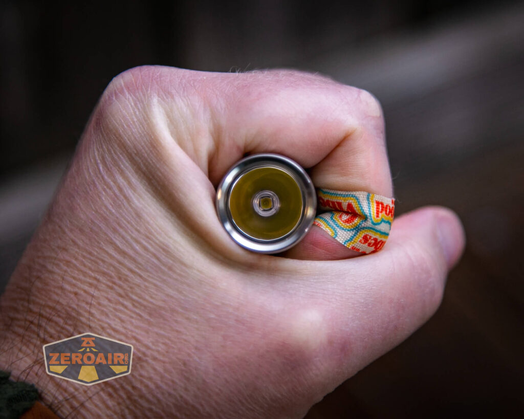 RovyVon A28 keychain flashlight in hand