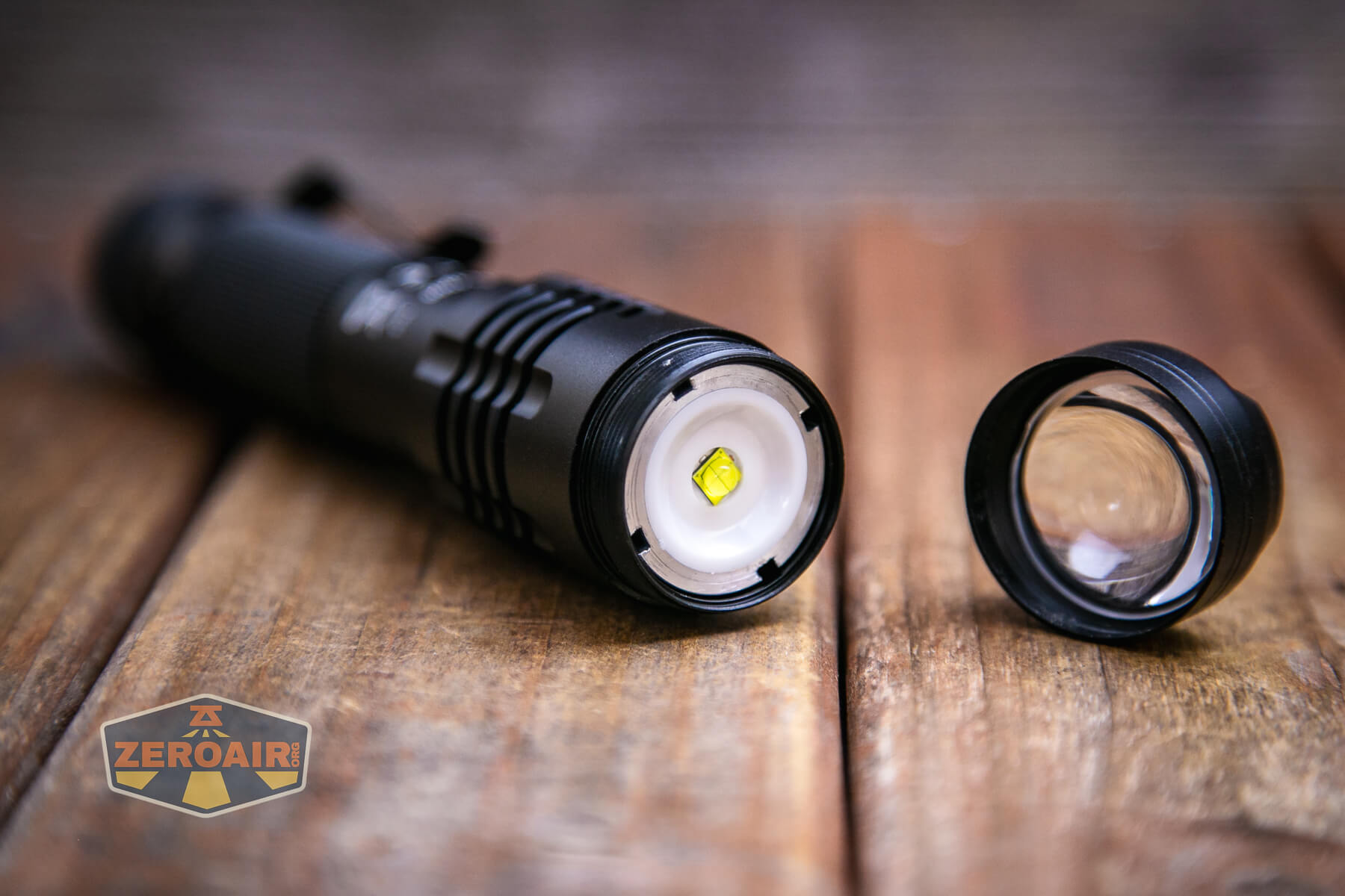 Observer FL1000 Zoomie flashlight strike bezel removed