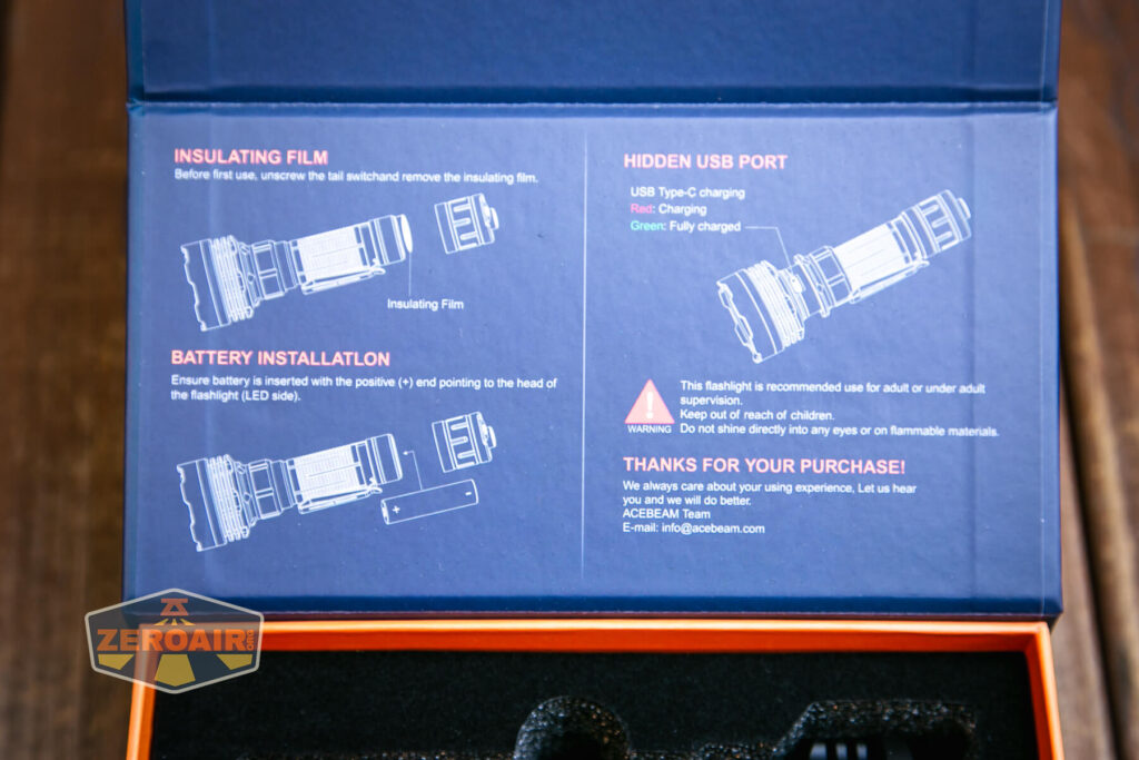 Acebeam Defender P18 tactical flashlight box