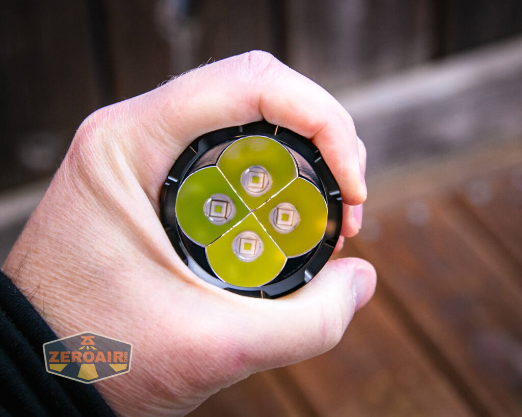 Acebeam Defender P18 tactical flashlight in hand