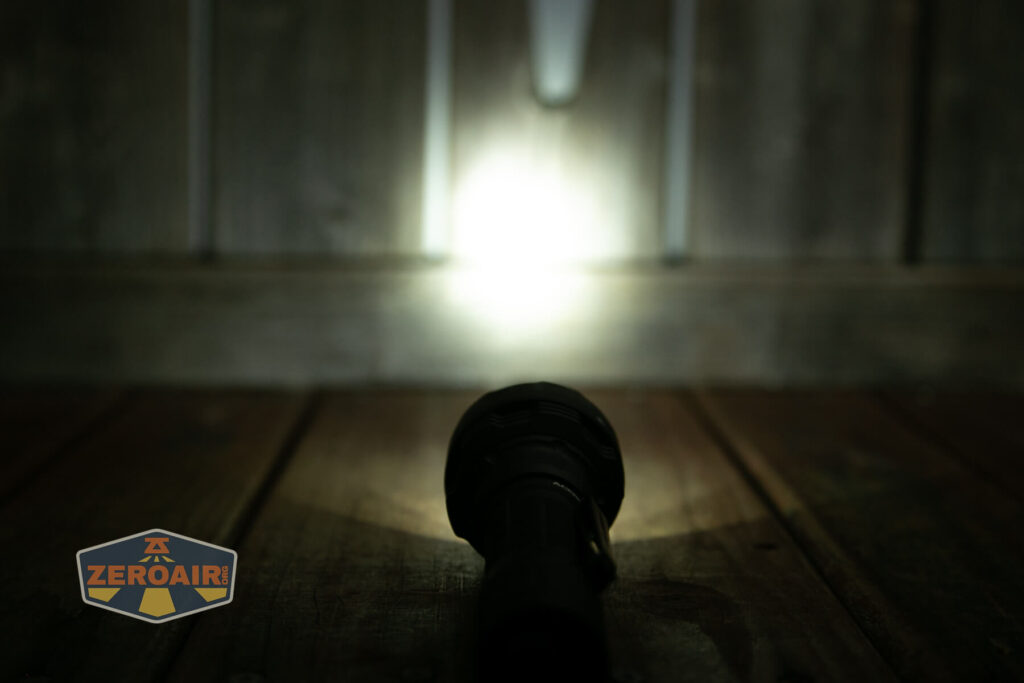 Acebeam Defender P18 tactical flashlight emitters on