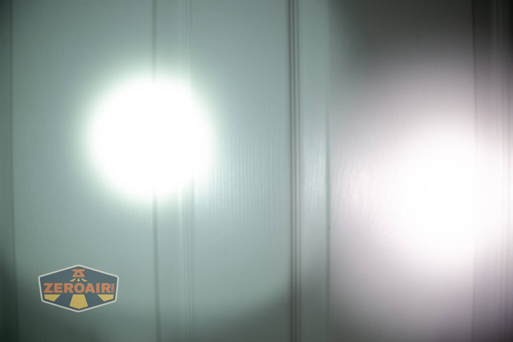 beamshots on door compared to nichia 219b