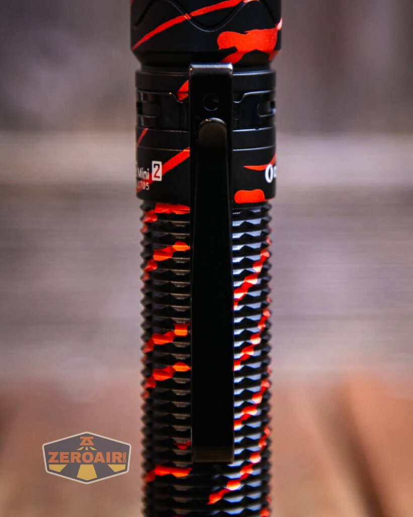 Olight Warrior Mini 2 Black Lava flashlight pocket clip