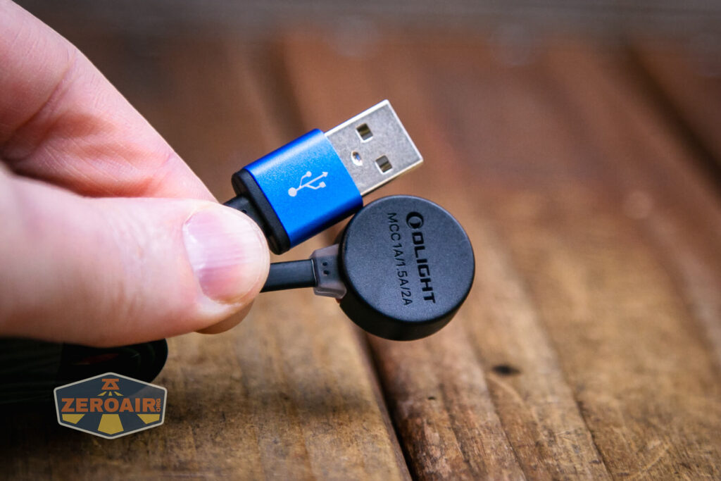 Olight Warrior Mini 2 Black Lava flashlight charging port