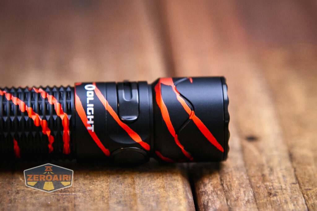 Olight Warrior Mini 2 Black Lava flashlight head detail