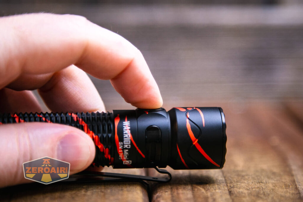 Olight Warrior Mini 2 Black Lava flashlight e-switch actuation