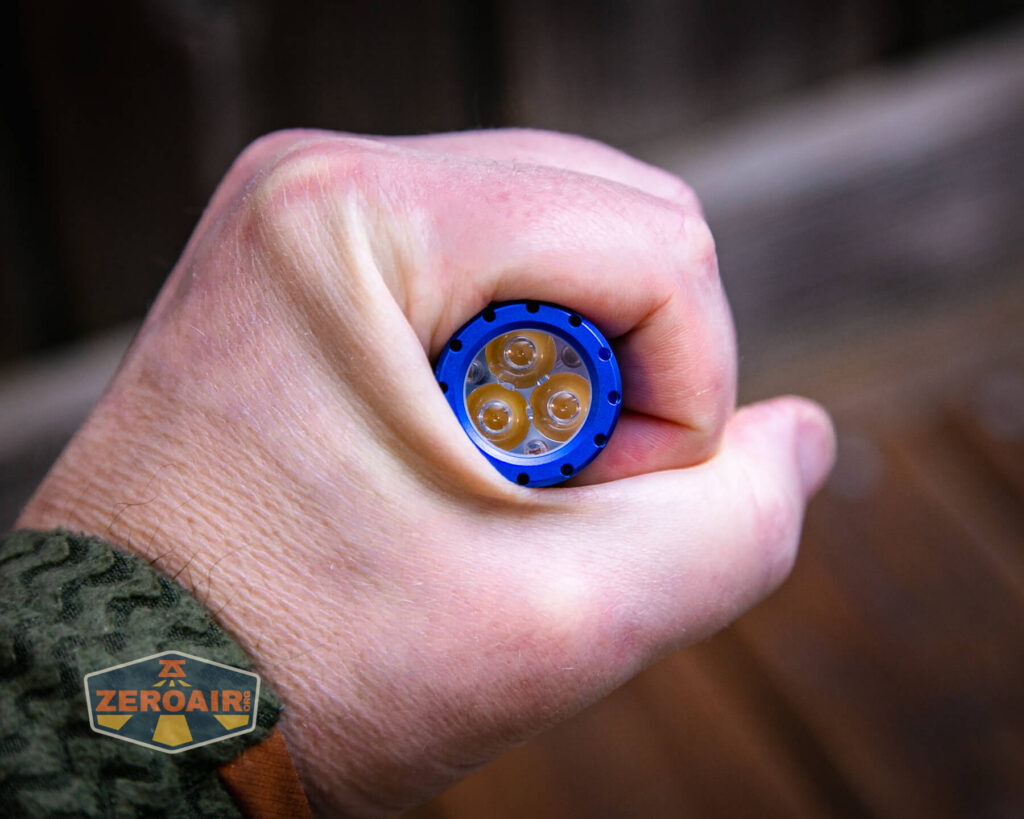 ReyLight Dawn Aluminum 18350 flashlight in hand