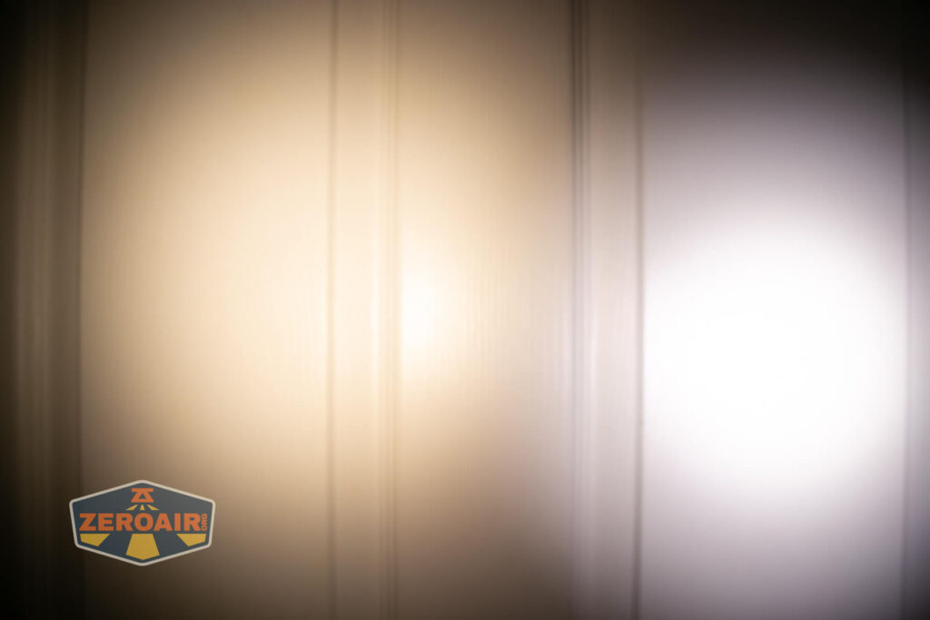 beamshots on door compared to nichia 219b