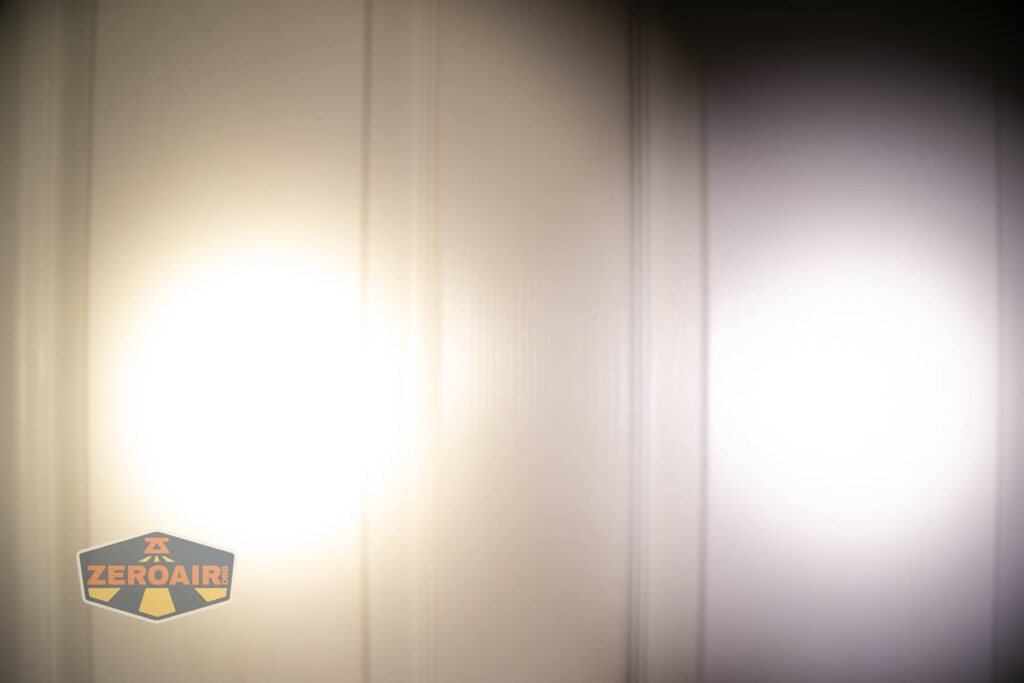 beamshots on door (at 1') compared to nichia 219b 4500K