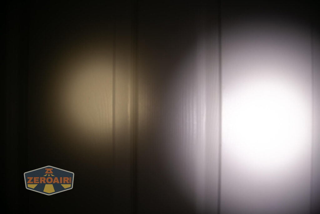 beamshots on door (at 1') compared to nichia 219b 4500K