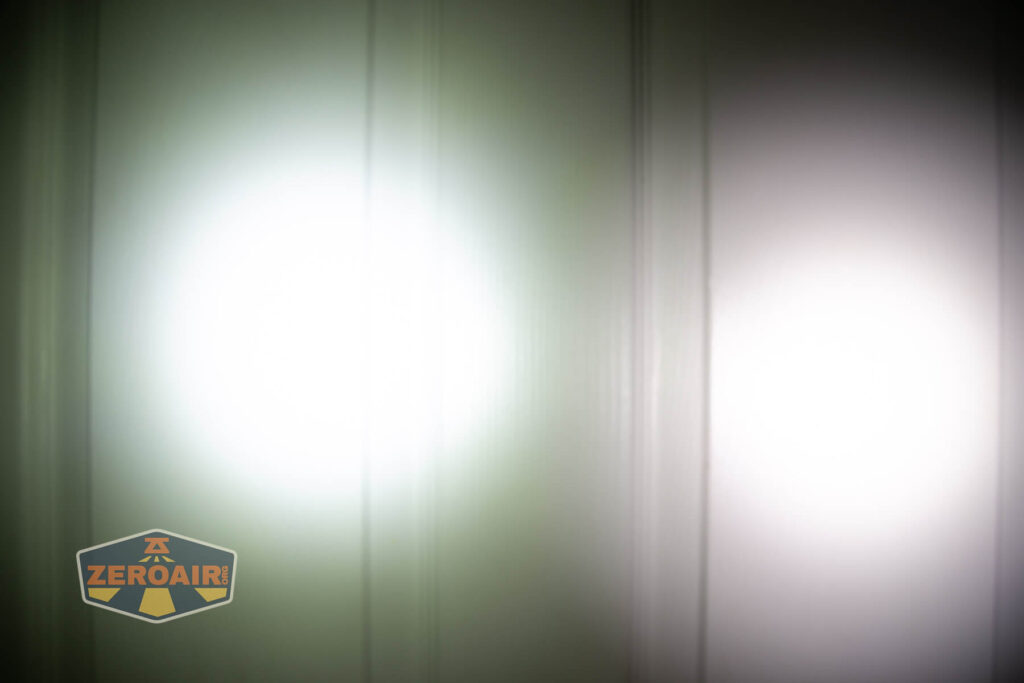 beamshots on door compared to nichia 219b