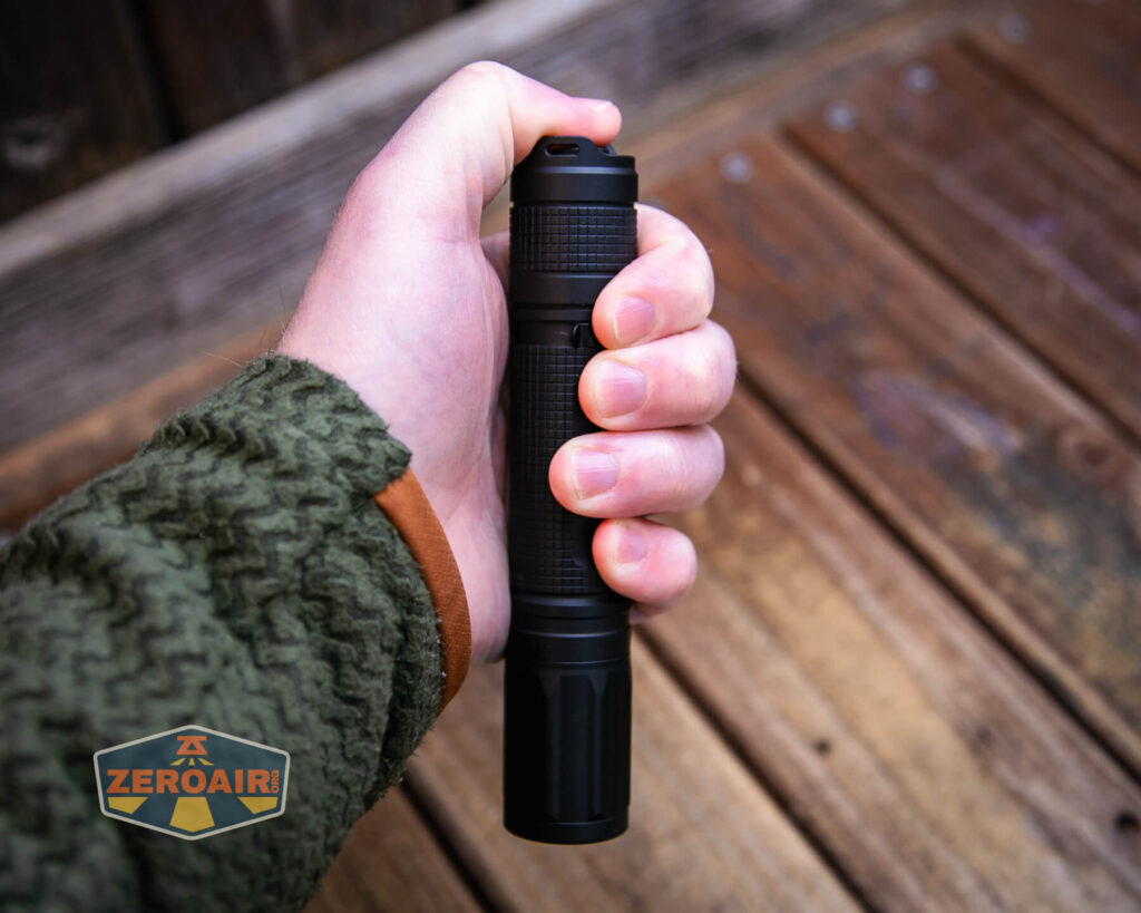 Nextorch E52C 21700 Rechargeable High Performance Flashlight in hand